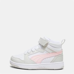 Puma Rebound V6 Mid AC Trainers White pink grey