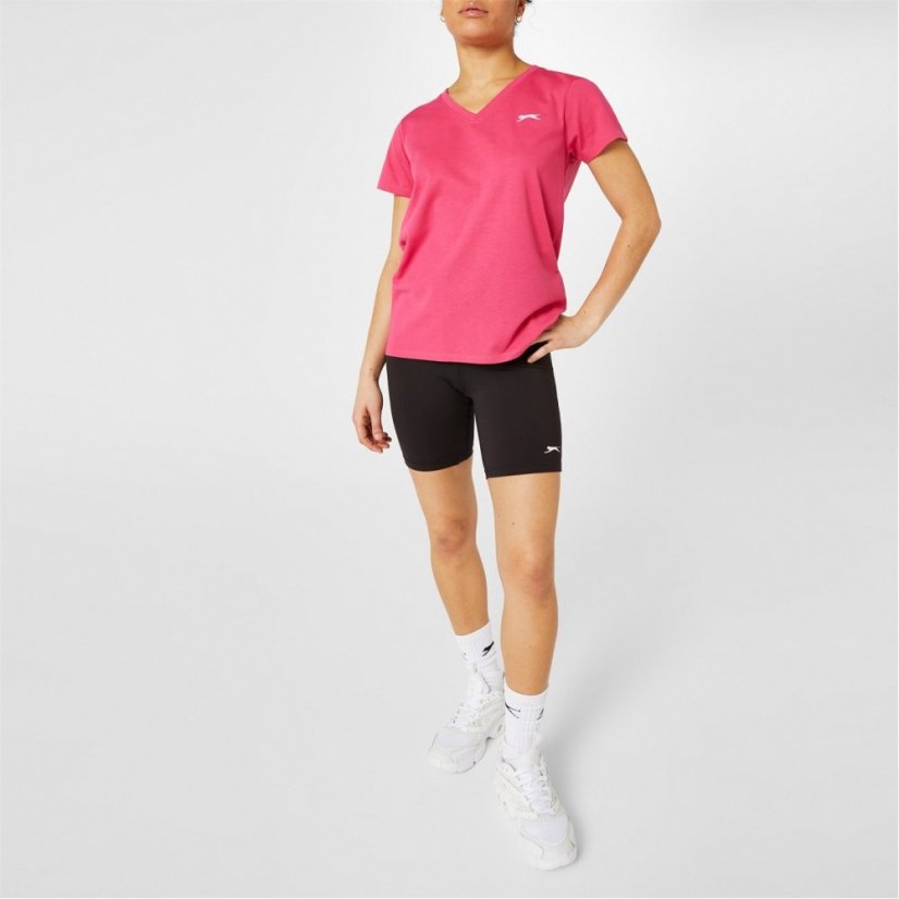 Slazenger V Neck T Shirt Ladies Brt Pink