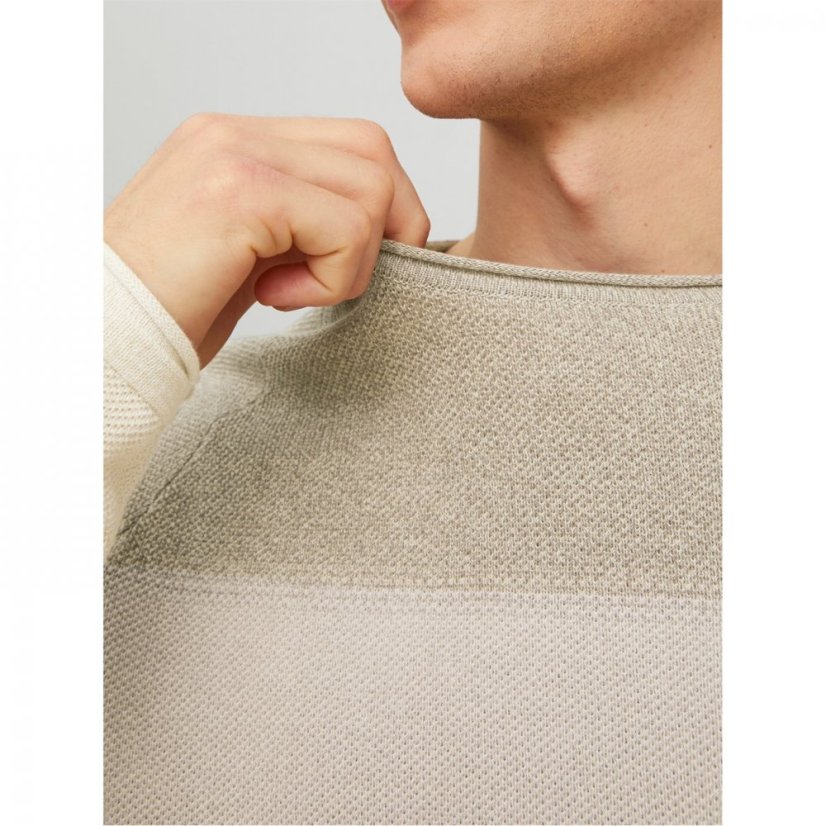 Jack and Jones Hill Crew Knit Sweatshirt Oatmeal Grad