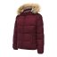 SoulCal Womens 2 Zip Bubble Hooded Long Sleeve Short Puffer Jacket Burgundy