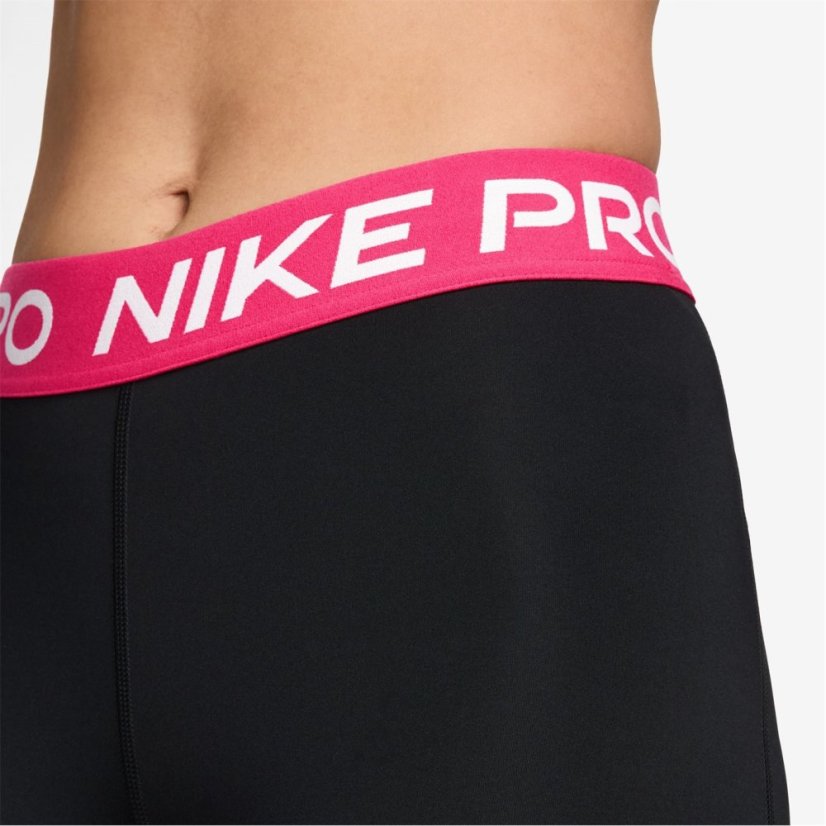 Nike Pro Women's Mid-Rise Mesh-Panelled Leggings Black/Rush Pink