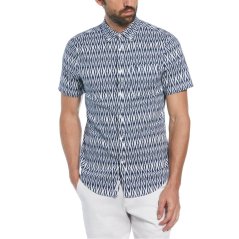 Original Penguin All Over Diamond Print Shirt Mens Sargasso Sea