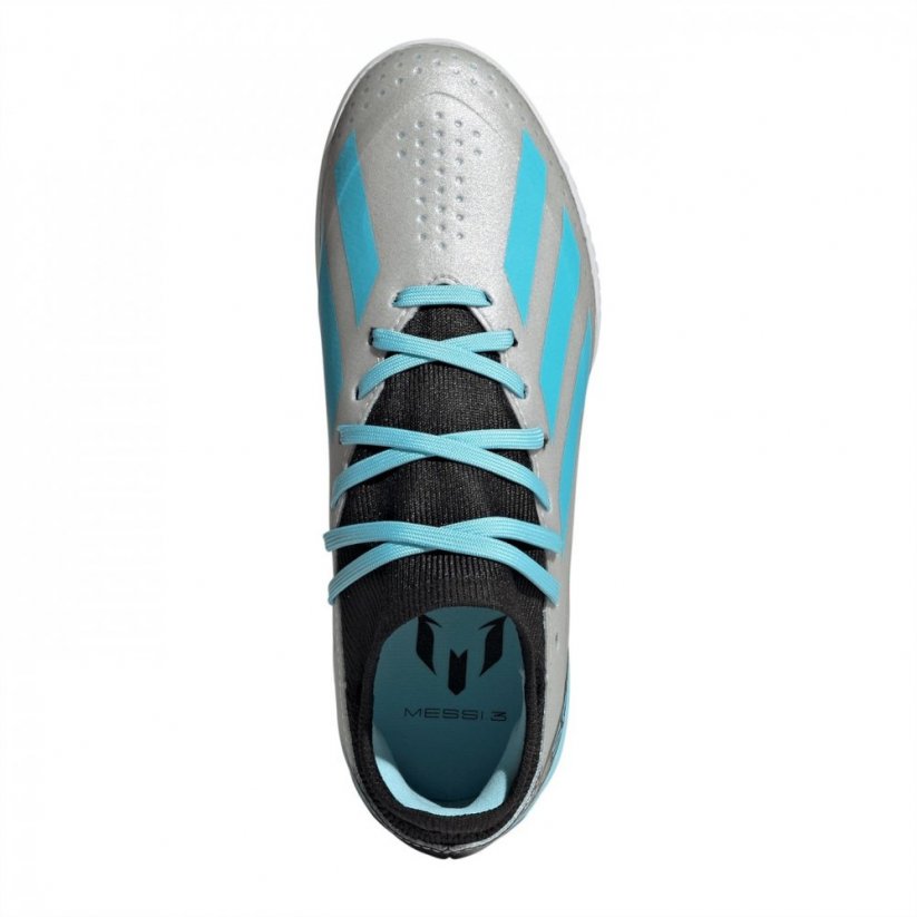adidas X Crazyfast League Junior Astro Turf Football Boots Silver/Blue/Blk