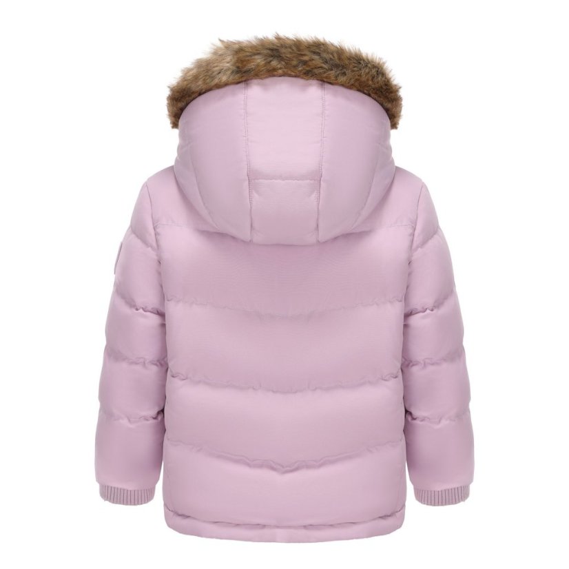 SoulCal Kids' 2 Zip Bubble Hooded Long Sleeve Short Puffer Jacket Lilac