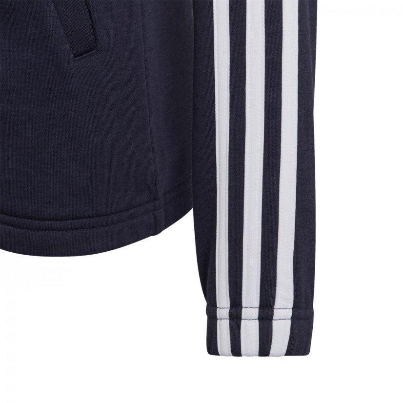 adidas Girls 3-Stripes Zip Track Top Hoodie Navy/White