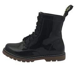 Fabric 8 Eyelet Boots Black Patent