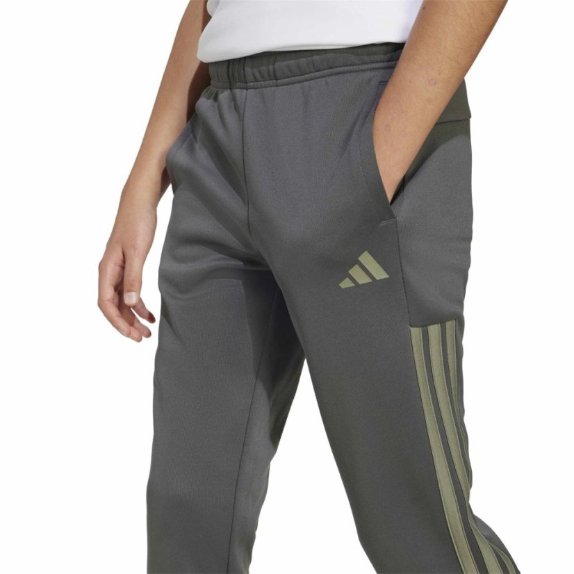 adidas Kids' Closed Hem Poly Tracksuit Joggers Grey/Olive