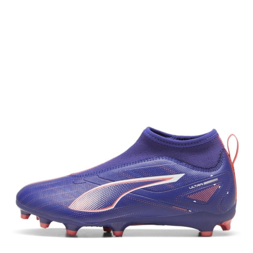 Puma Ultra Match+ Laceless Junior Firm Ground Football Boots Purple/Wht/Org