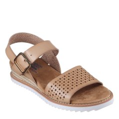 Skechers Peforated Quarter Strap Sandal Flat Sandals Womens Natural