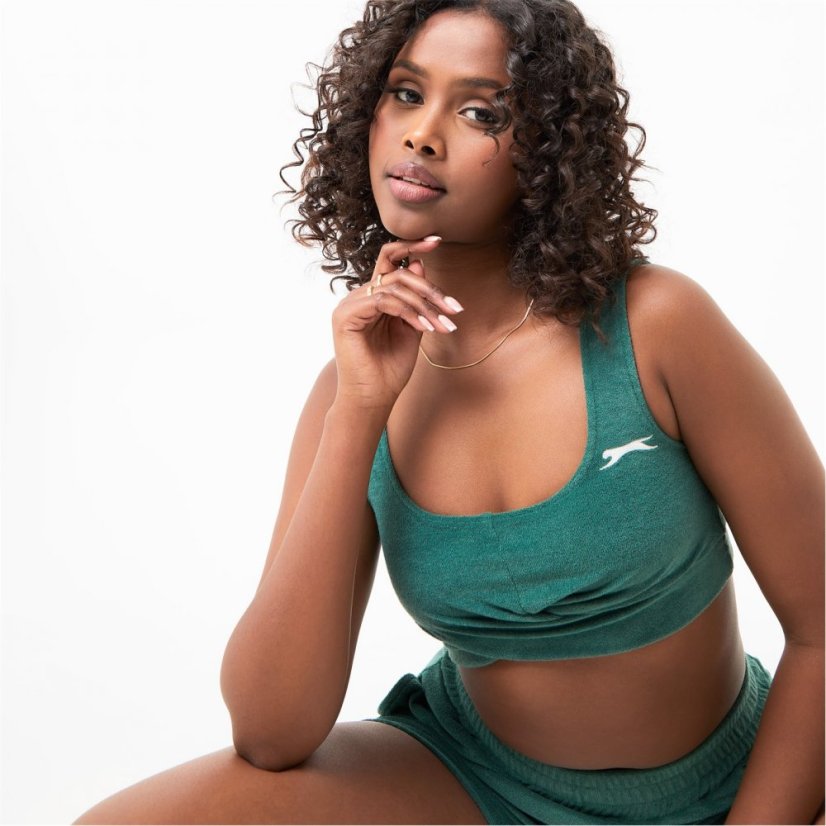 Slazenger ft. Wolfie Cindy Towelling Twist Bra Forest Green