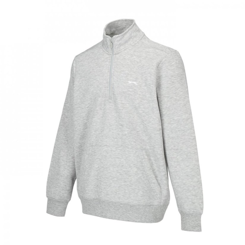 Slazenger Quarter Zip Fleece Top Mens Grey Marl