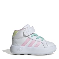 adidas Grand Court Mid Shoes Kids White/Pink