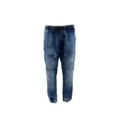Fabric Cuff & Hem Jeans Blue