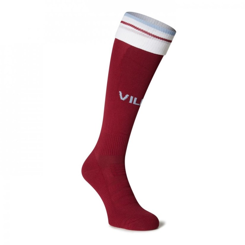 Castore Aston Villa Pro Home Sock 2023 2024 Junior Rhododendron