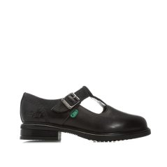 Kickers Children Lach T-Bar Leather Shoes Black