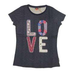 Lee Cooper Textured All Over Print T Shirt Ladies Navy