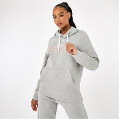 Firetrap Large Logo Hoodie Grey Marl
