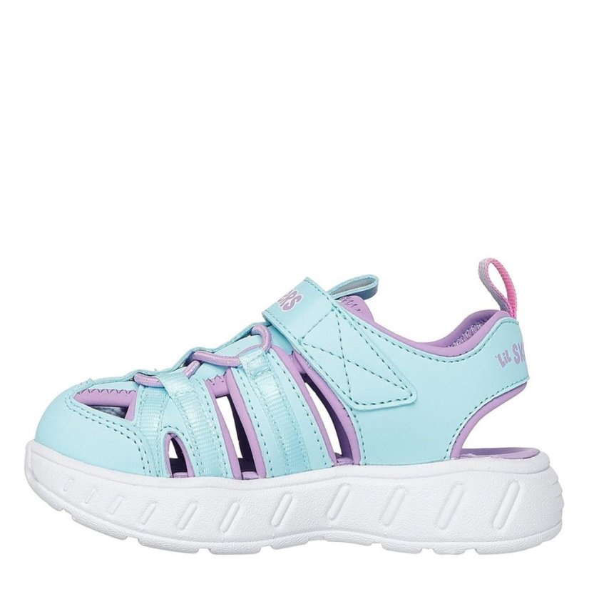 Skechers Close Toe Sandal W Bungee & Strap Flat Sandals Girls Turq/Lavender
