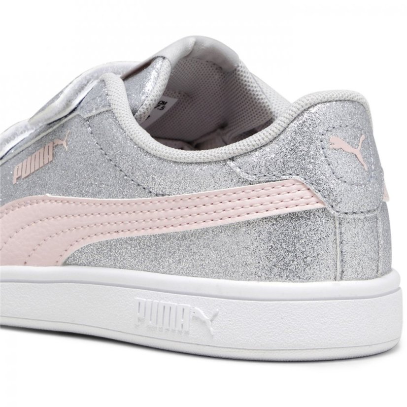 Puma Smash 3.0 Glitz Glam V Child Girl Trainers Grey/Pink