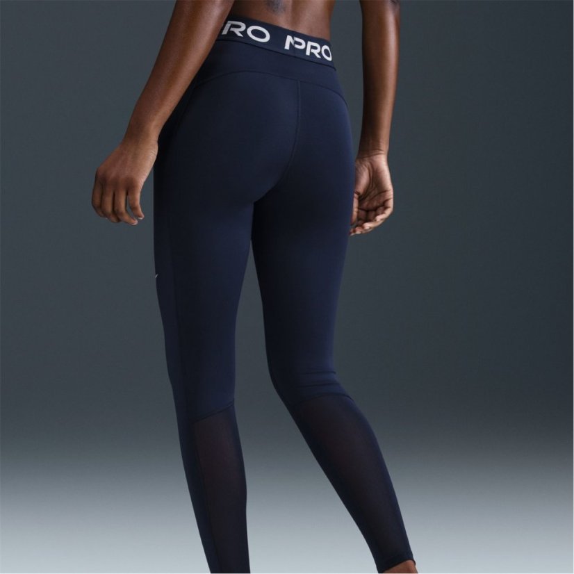 Nike Pro Women's Mid-Rise Mesh-Panelled Leggings Midnight Navy