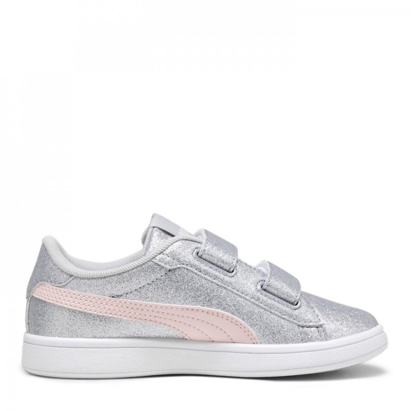 Puma Smash 3.0 Glitz Glam V Child Girl Trainers Grey/Pink