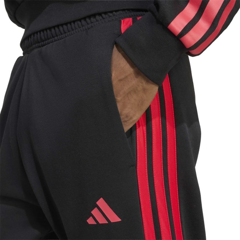 adidas Men's Closed Hem Fleece Joggers Black/Ruby Red