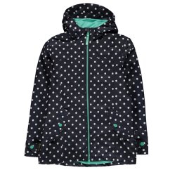 Gelert Kids' Coast Waterproof Windproof Hooded Long Sleeve Waterproof Jacket Navy Polka Dot