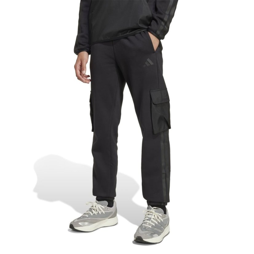 adidas Utility Fleece Cargo Joggers Juniors Black