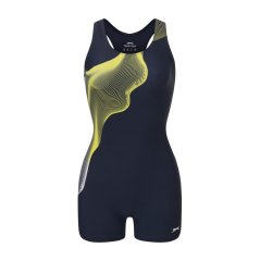 Slazenger LYCRA® XTRA LIFE™ Boyleg Swimsuit Ladies Blue/Yel/Wht