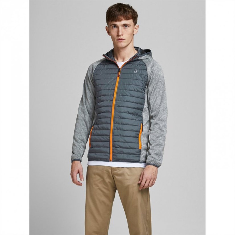 Jack and Jones Quilted Puffer Jacket Grey Melange