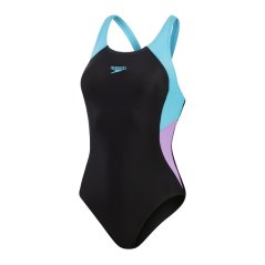 Speedo Colourblock Splice Muscleback Womens Blck/Prpl/Blue