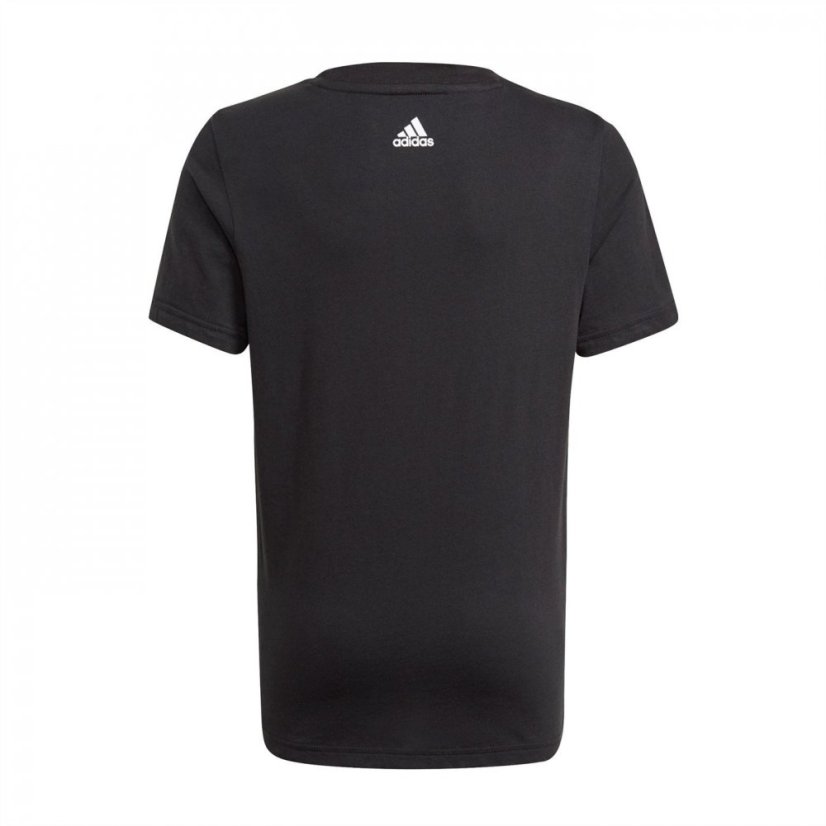 adidas Logo T Shirt Junior Blk/Wht Linear