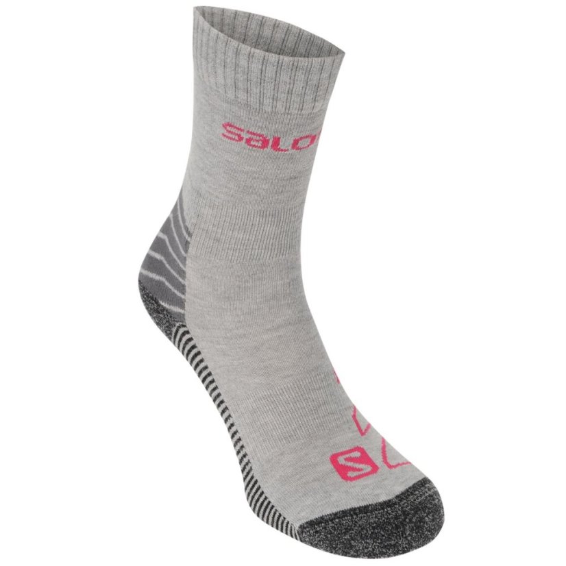 Salomon Lightweight 2 Pack Walking Socks Ladies Grey/Fuchsia