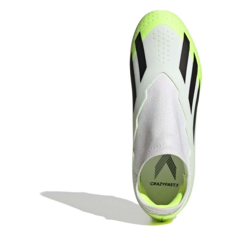 adidas X Crazyfast League Junior Laceless Firm Ground Boots Wht/Blk/Lemon