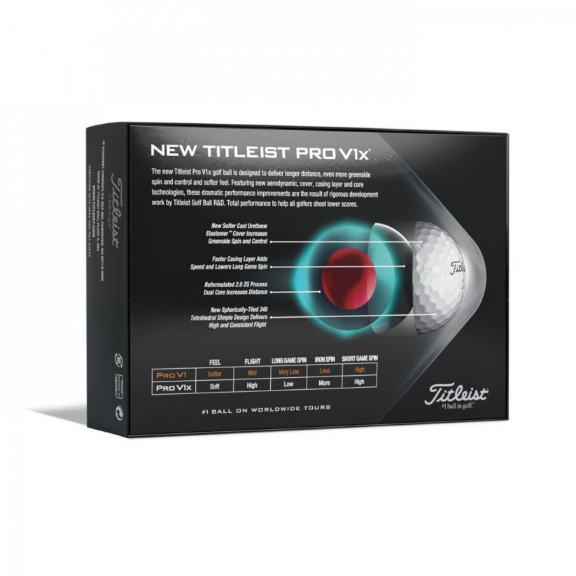 Titleist Pro V1x Golf Balls (12-ball pack) 2022 White