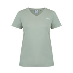 Slazenger Ladies V Neck Tee Shirt Moss Green