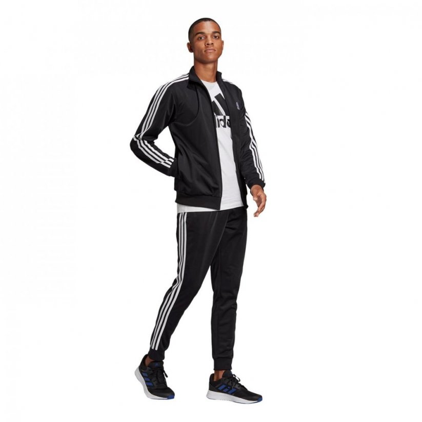 adidas 3 Stripe Tracksuit Mens Black/White - Veľkosť: L