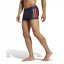 adidas Bold 3 Stripe Boxer Swim Shorts Ink/Scarlet