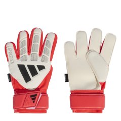 adidas Predator Match Fingersave Goalkeeper Gloves Juniors White/Red