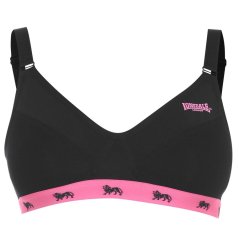 Lonsdale Sports Bra Ladies Black/Fluo Pink