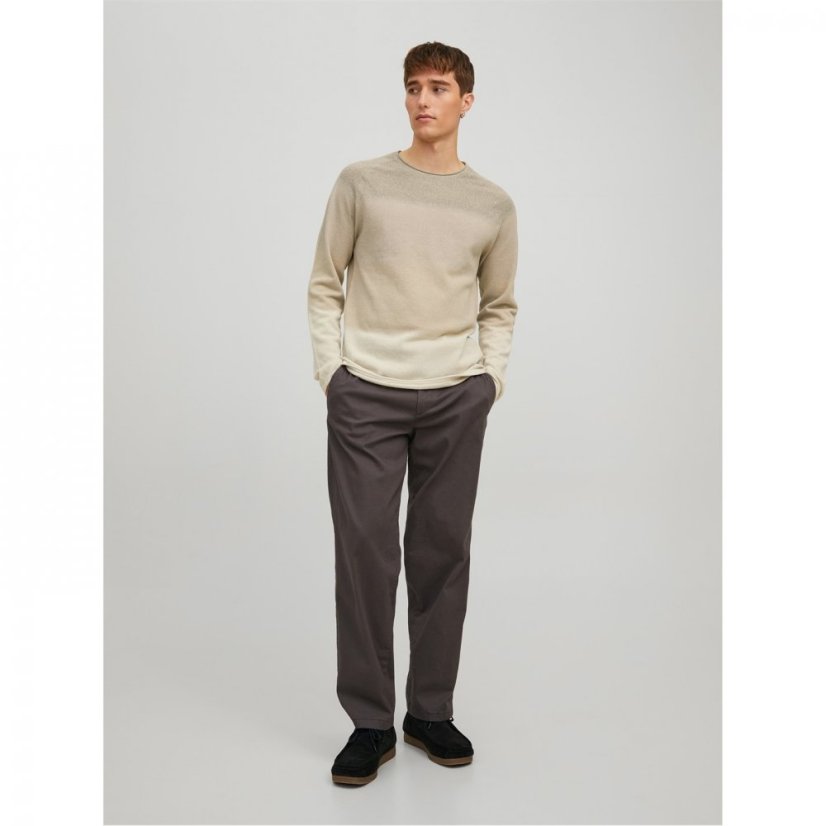 Jack and Jones Hill Crew Knit Sweatshirt Oatmeal Grad