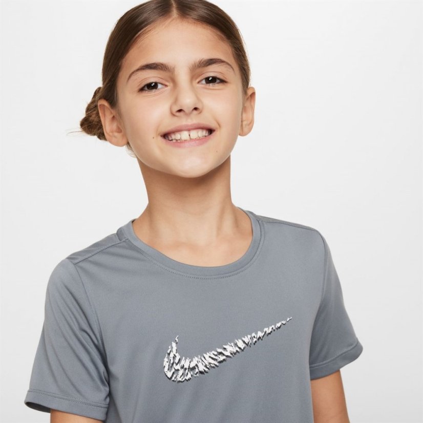 Nike One Big Kids' (Girls') Short-Sleeve Top Smoke Grey