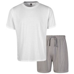 Light and Shade Crew Neck Tee and Short Pyjama Set Mens White