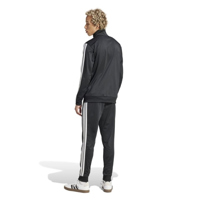 adidas Basic 3 - Stripes Tricot Tracksuit Black