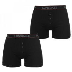 Lonsdale 2 Pack Boxers Mens Black