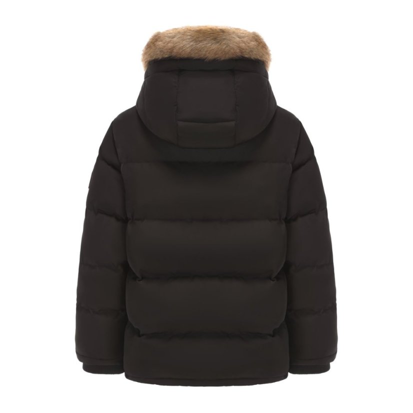 SoulCal Kids' Double Zip Detachable Faux Fur Hood Fleece Lined Short Puffer Jacket Black