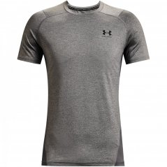 Under Armour HeatGear Armour Fitted Short Sleeve Training Top Mens Carbon Heather