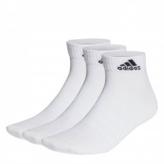 adidas Thin and Light 3pk Ankle Socks Ladies White/Black