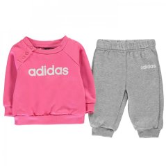 adidas Jumper and Joggers Set Infant Girls Pink/Grey