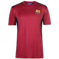 Source Lab FC Barcelona Poly T Shirt Mens Deep Red
